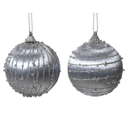 Kaemingk Glitter Bauble With Diamonds 8cm