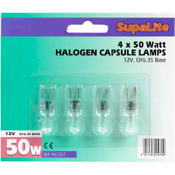 SupaLite Halogen 12v Capsule Lamp - 4 Pack Blister