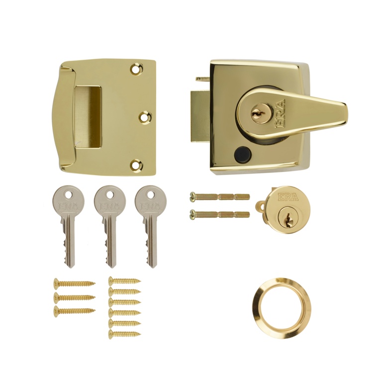 Era Double Locking Nightlatch 40mm - Finish: Brass Effect Body - Brass Cylinder