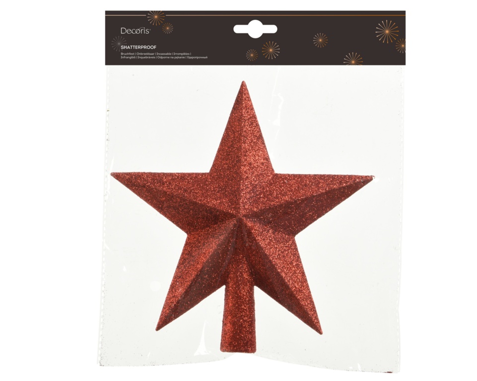 Kaemingk Tree Top Star Glitter Shatterproof Red