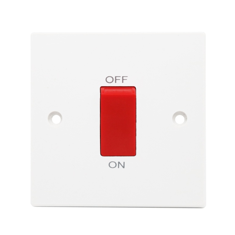 Securlec Square 1 Gang Cooker Switch Double Pole Square Edge