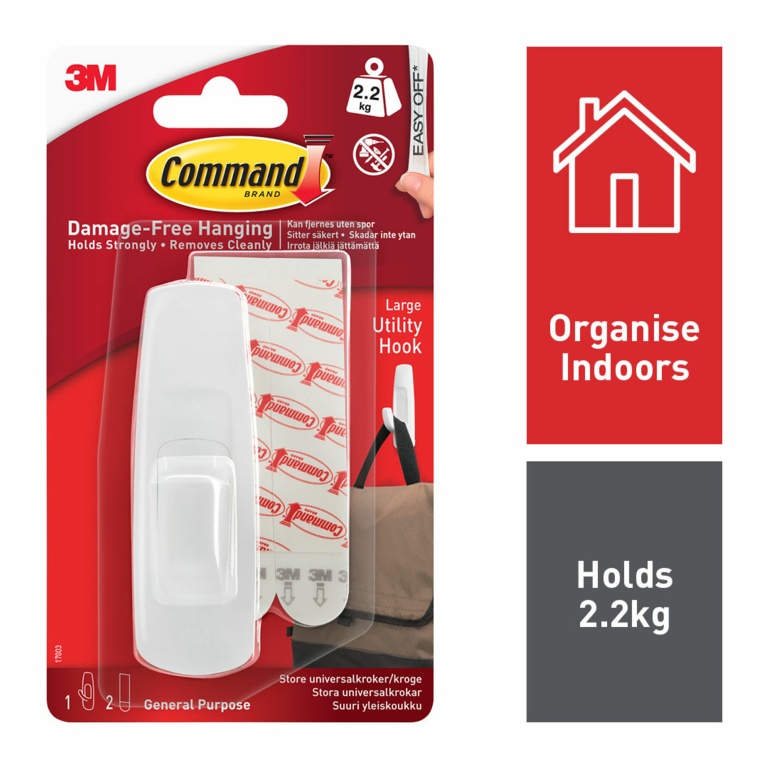 Command™ Utility Hook - 1 Hook, 2 Large Strips