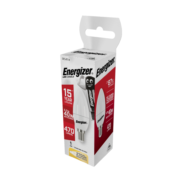 Energizer LED Candle Warm White E14 5.2w 470lm