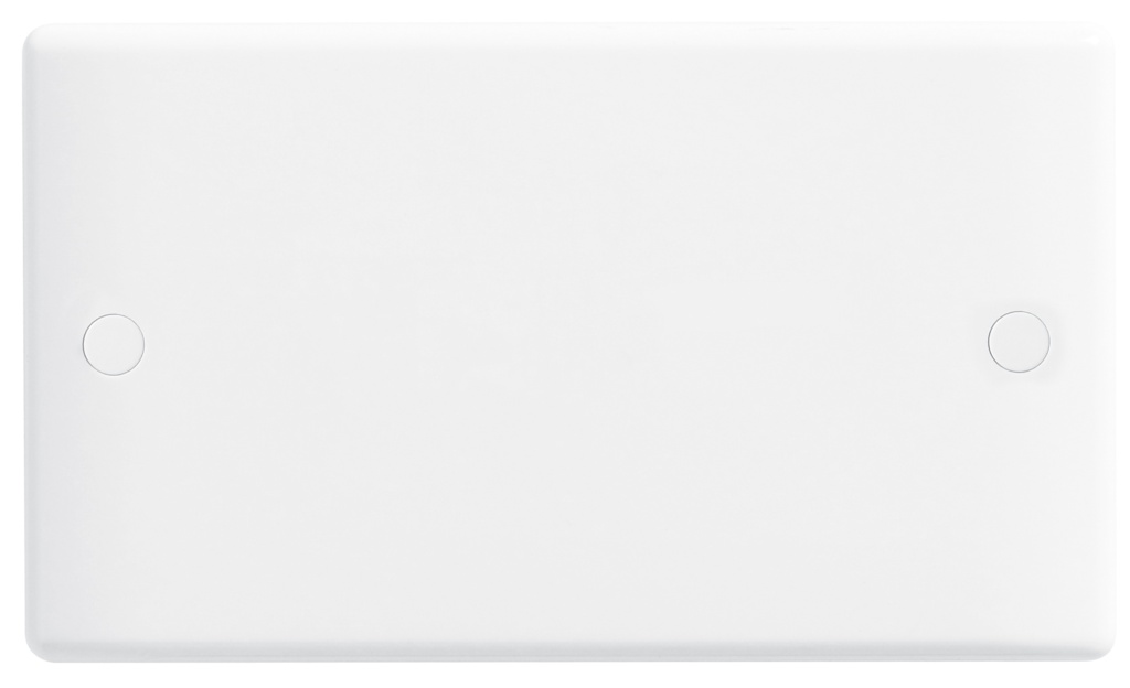 BG White Round Edge Blank Plate 2 Gang