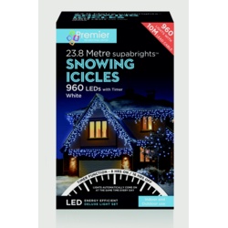 Premier Snowing Icicles With Timer Blue & White