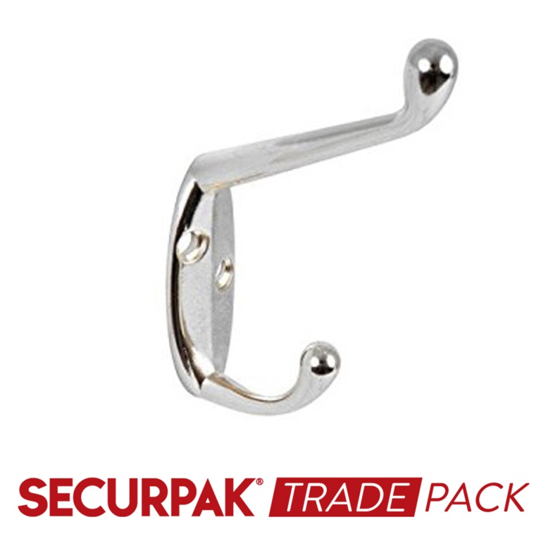 Securpak Hat & Coat Hook Cp 105mm 10 Pack