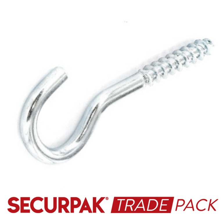 Securpak Screw Hook Zinc Plated 60mmx10 40 Pack