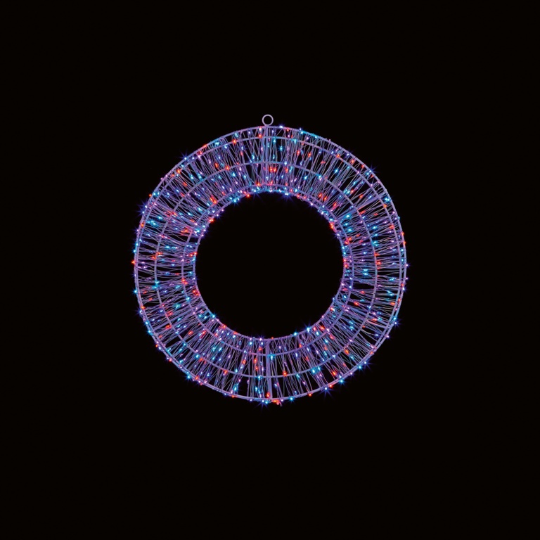 Premier White Wreath With Rainbow LEDs 600 Bulb 45cm