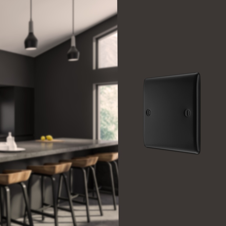 BG Single Blank Plate Matt Black