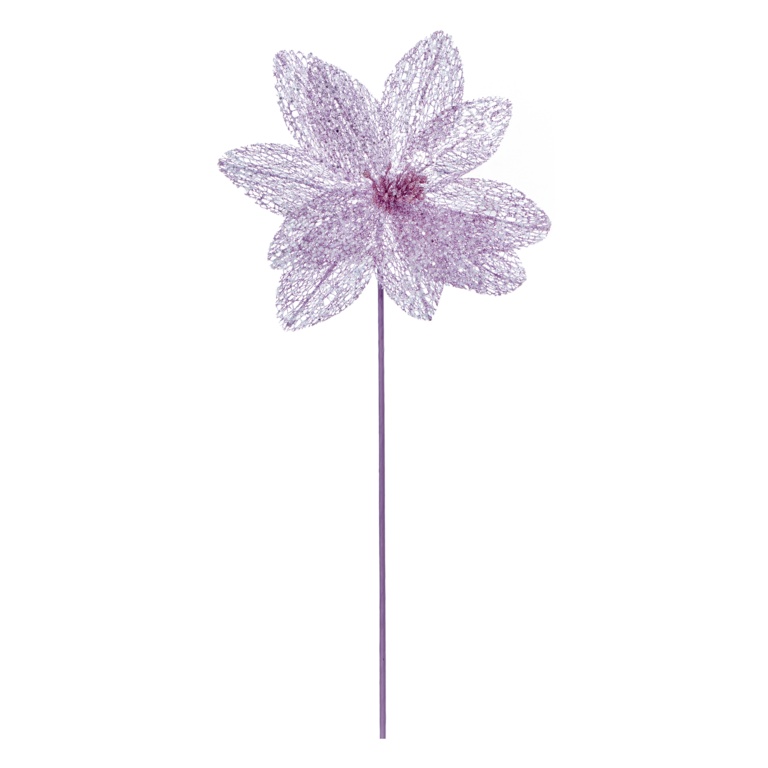 Premier Lilac Sparkle Poinsettia On Stem 50cm