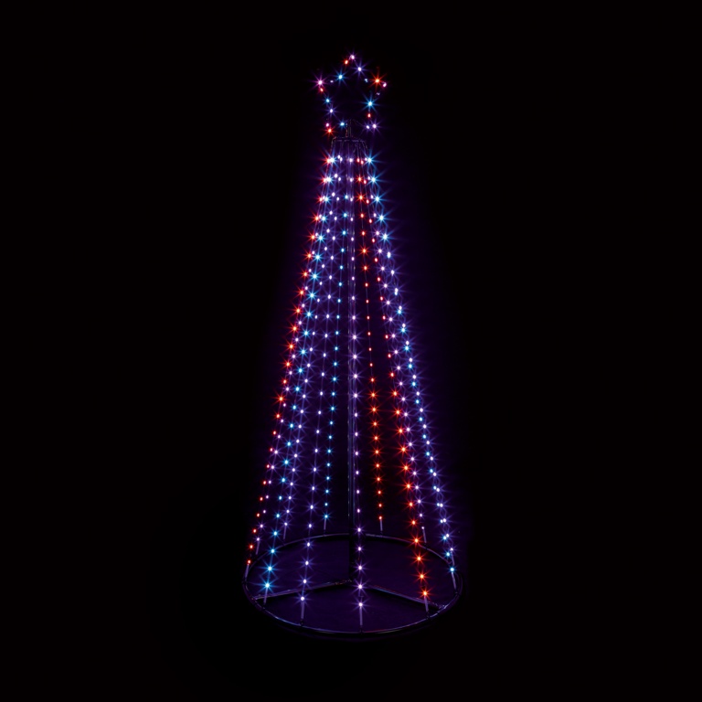 Premier Multi Action FlexiBright Pyramid Tree 1.4m Red/Blue/White