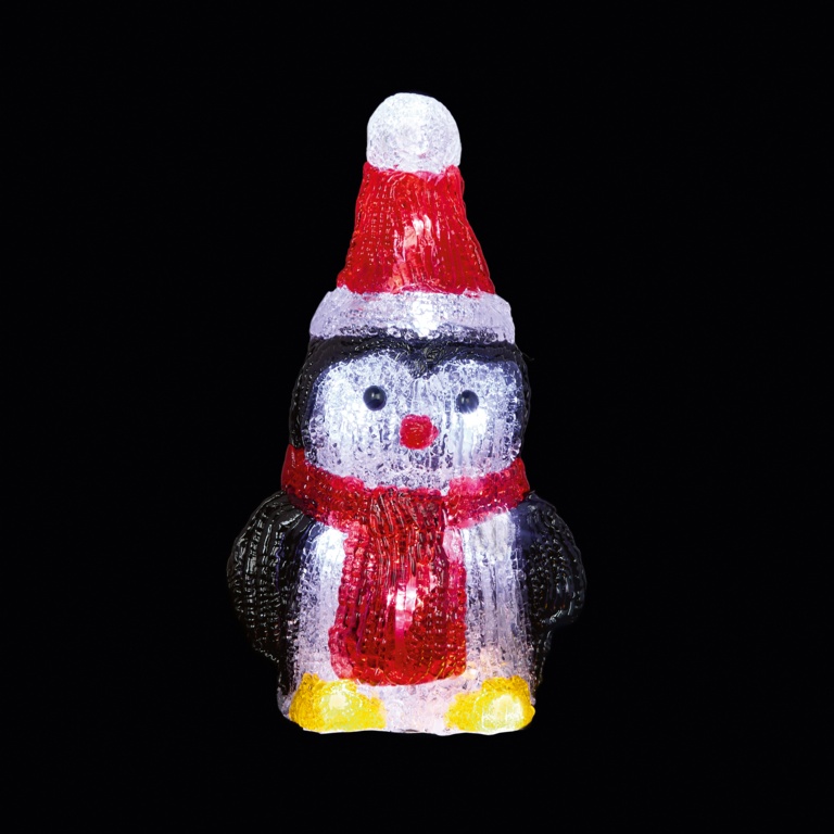 Premier Battery Operated Acrylic Penguin With 10 LEDs 19cm