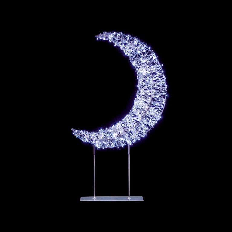 Premier Table Top Crescent Moon 720 LED White Silver 45cm