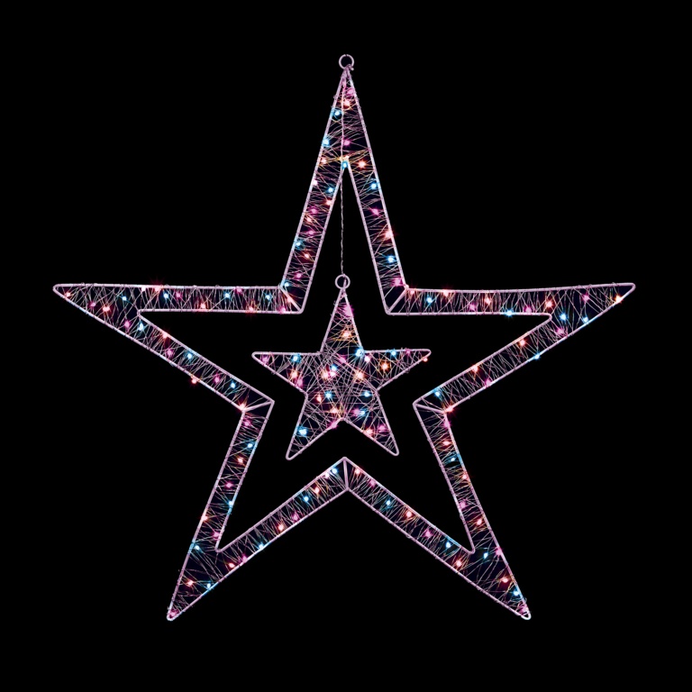 Premier Multi Action Double Star With Rainbow LEDs 80cm 140 LEDs