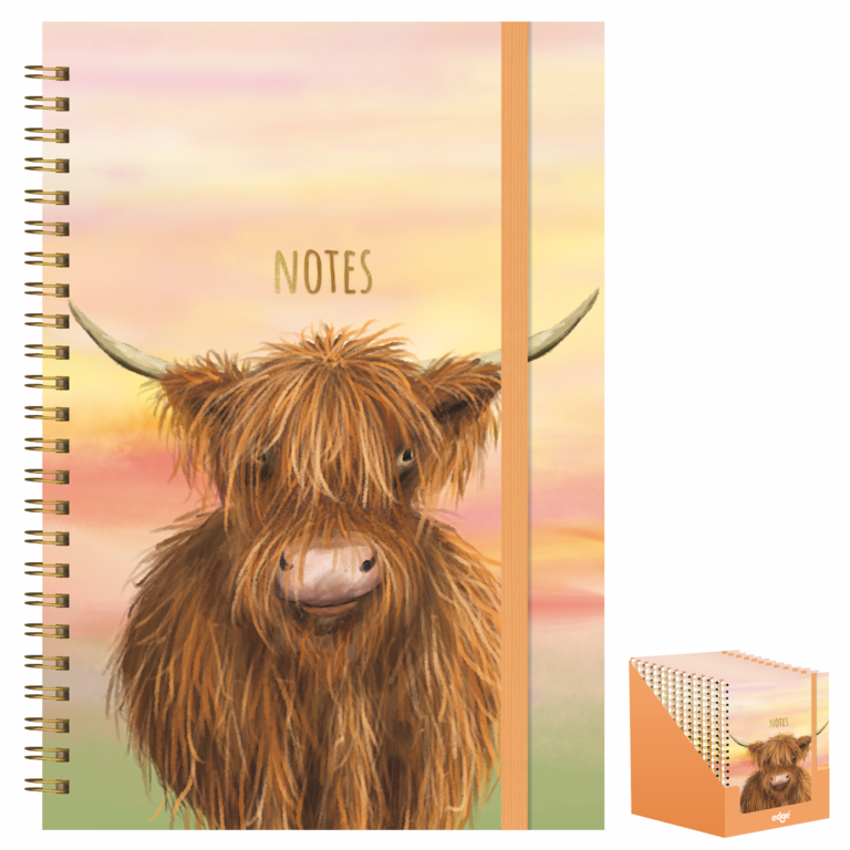 Edge Highland Cow A5 Wire Notebook