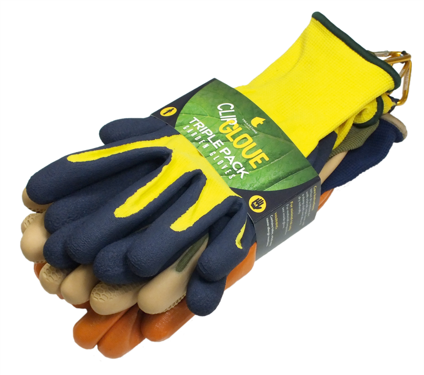Clip Glove Gardeners Triple Pack Mens Medium