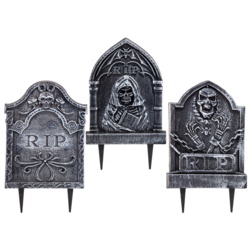 Haunted House Halloween Plastic Tombstone Assorted