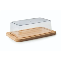 Blue Casa Butter Dish With Bamboo Base